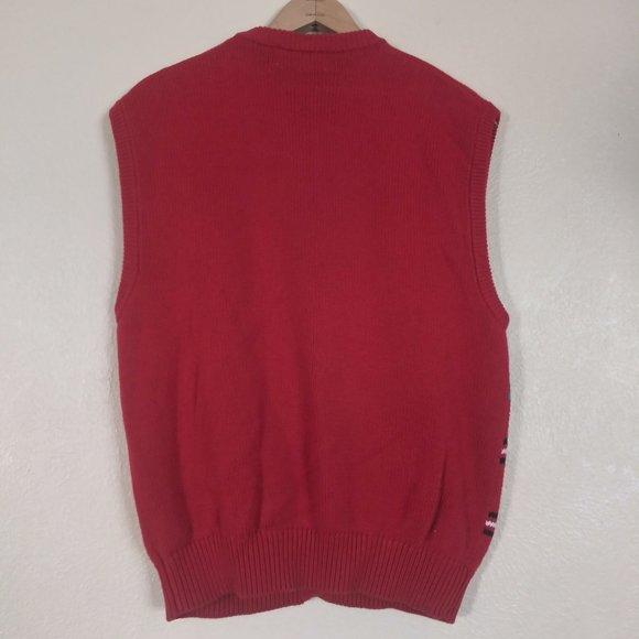 Vintage Koret Red Farmhouse Scene Sweater Vest Women's Medium - Picture 4 of 5